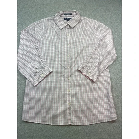 Lands End Shirt Blouse Womens Size Medium Pink Plaid Work Office Casual Business - Picture 2 of 7